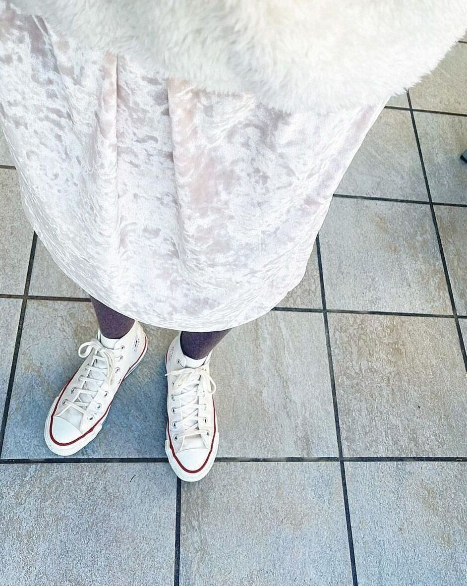 白ボアとスカートワントーン