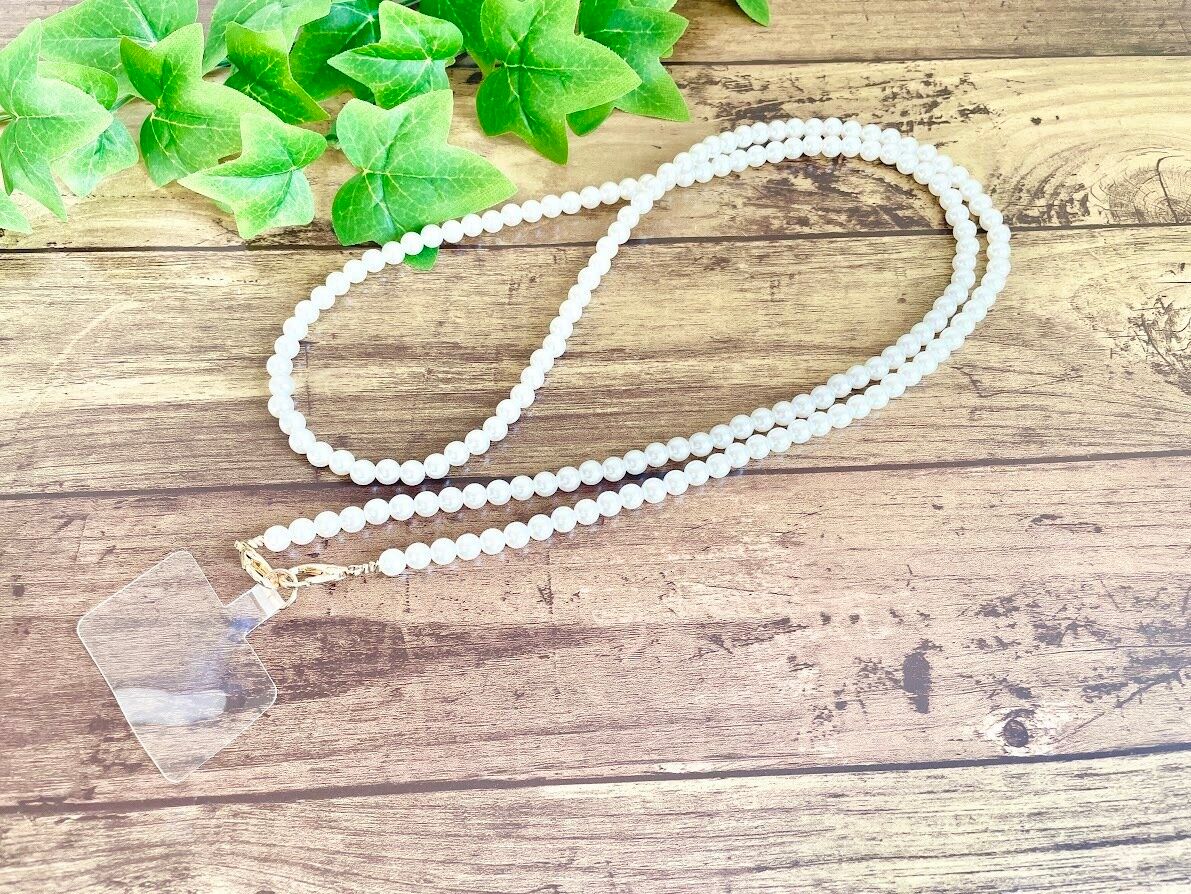 ダイソーのモバイルチェーン(パール調、120cm)