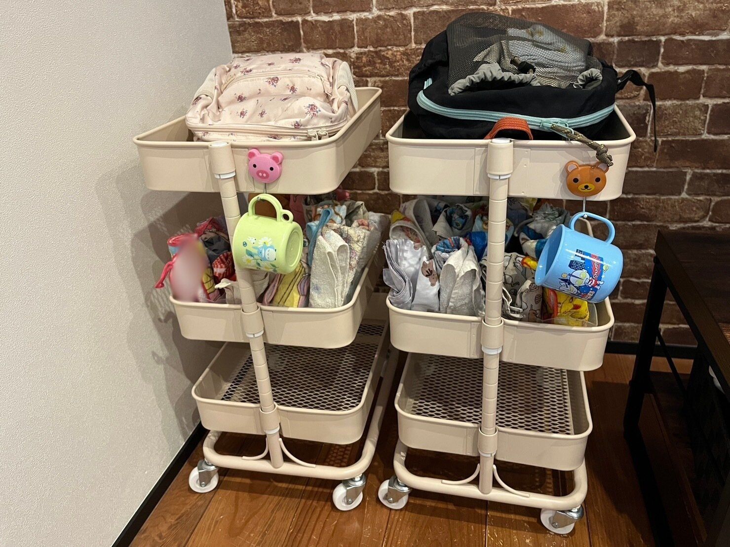 活用いろいろ！収納ワゴン ニトリ]自分でできる！を叶える3段ワゴンで作る幼稚園収納 - サンキュ！