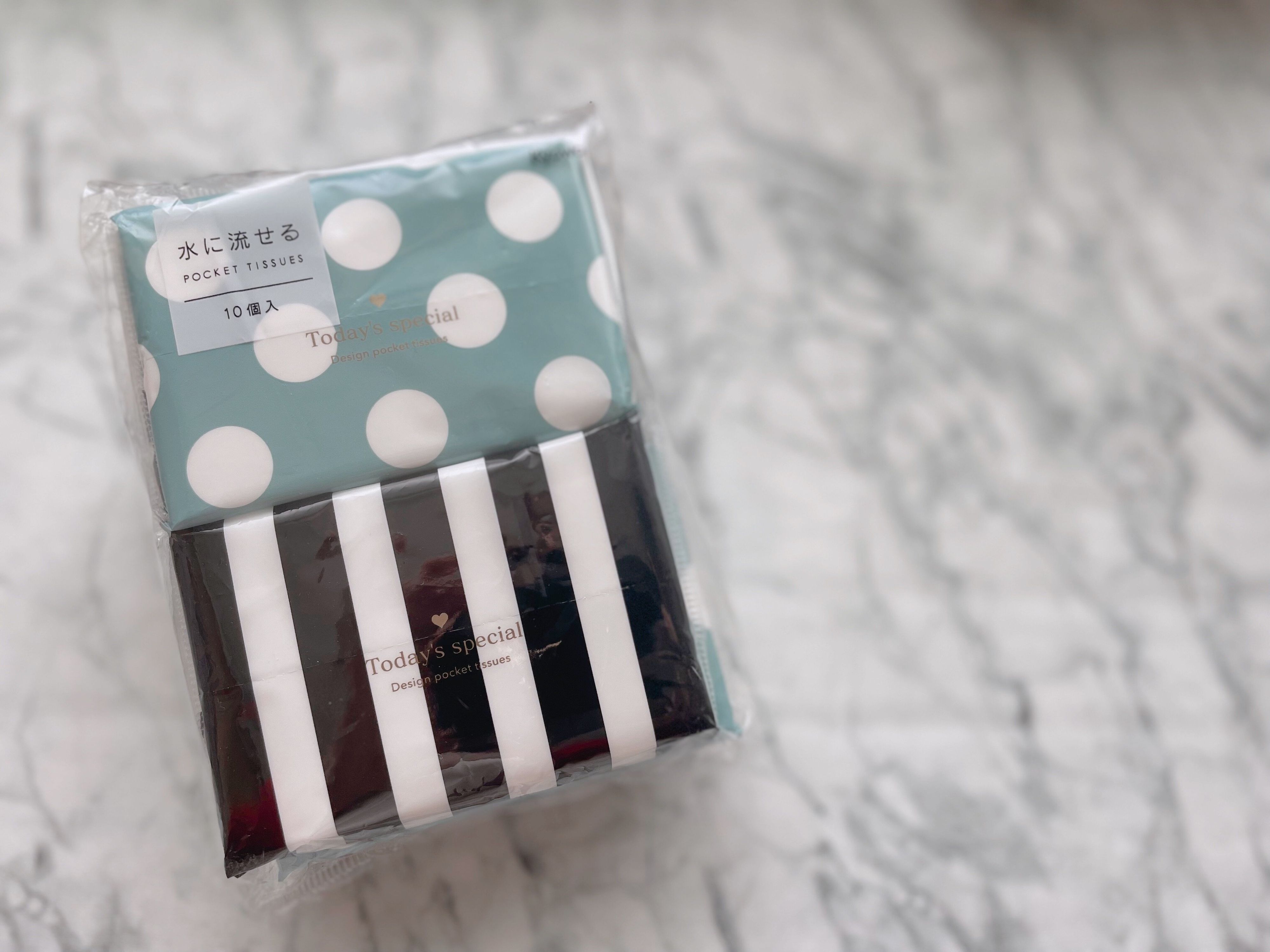 3．水に流せるポケットティッシュ（10個入）