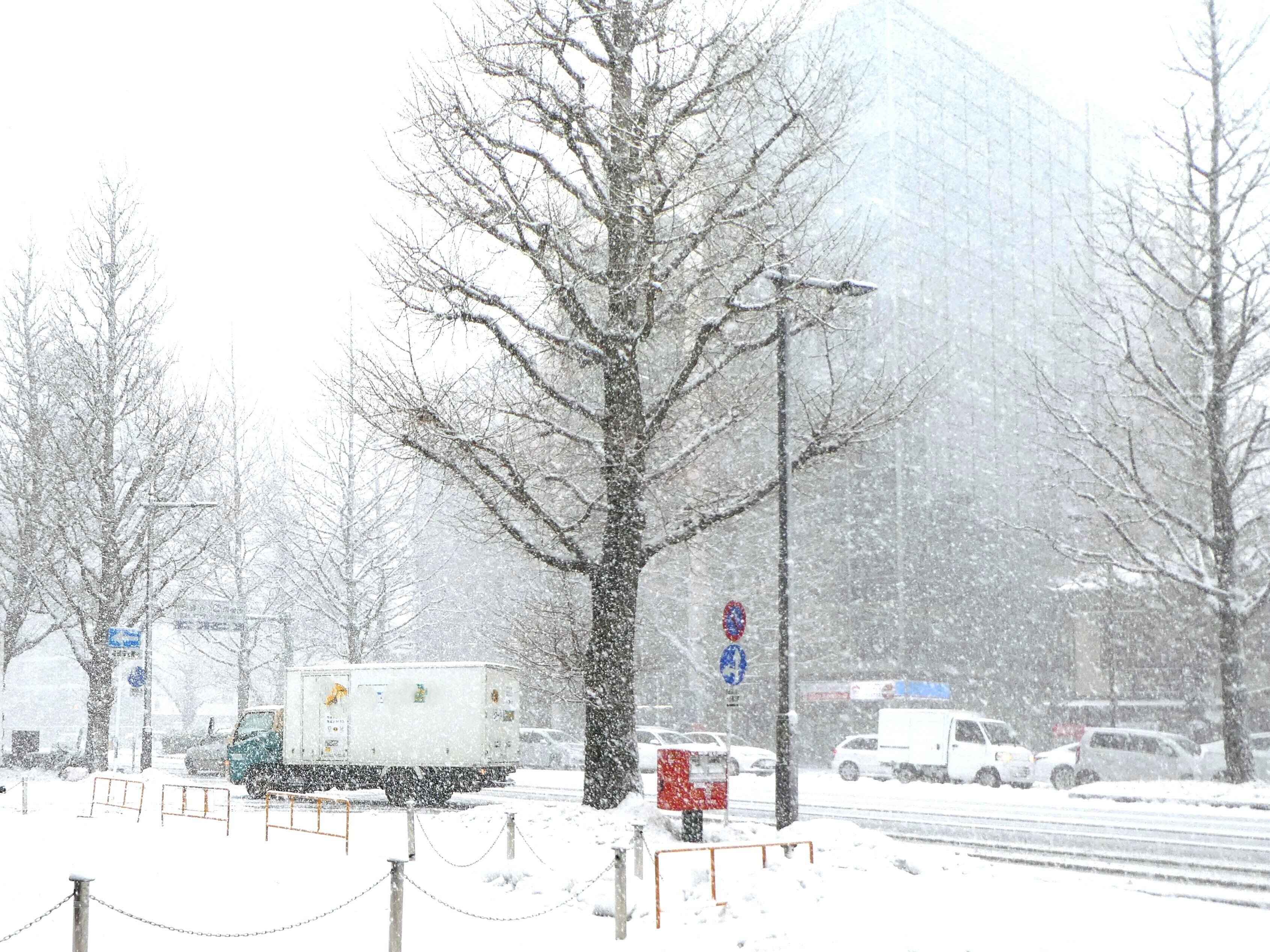 街中の吹雪