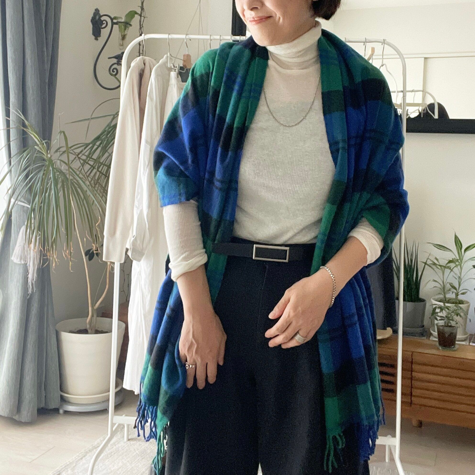 大判チェックストール