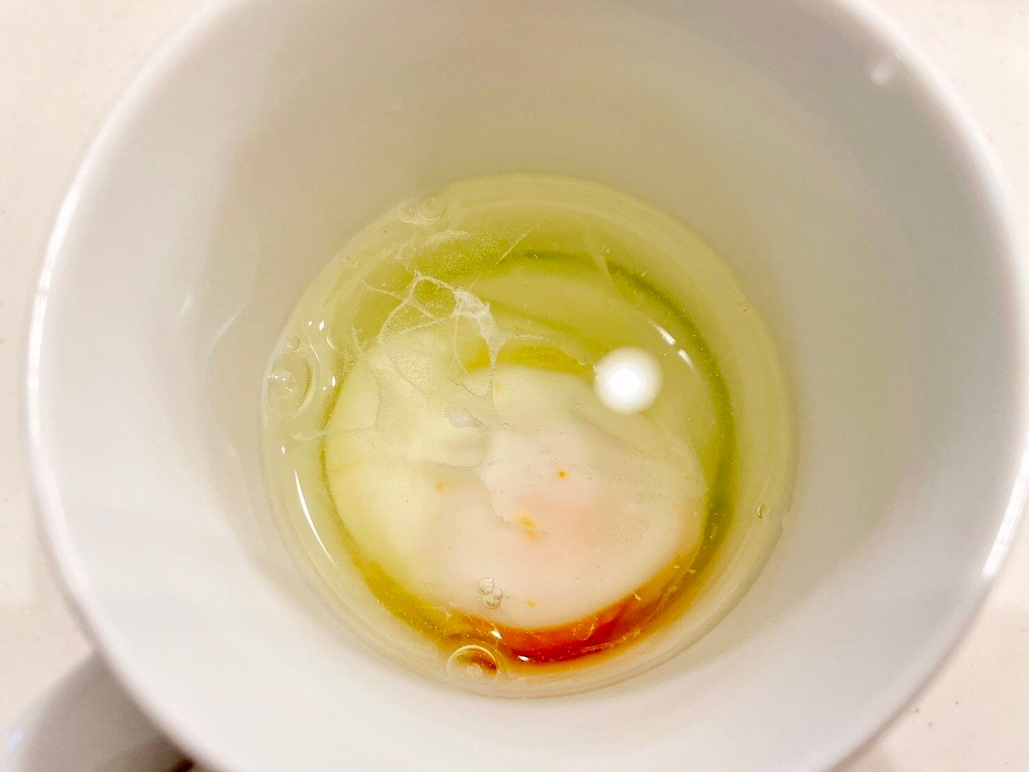 レンジでつくる温泉卵写真