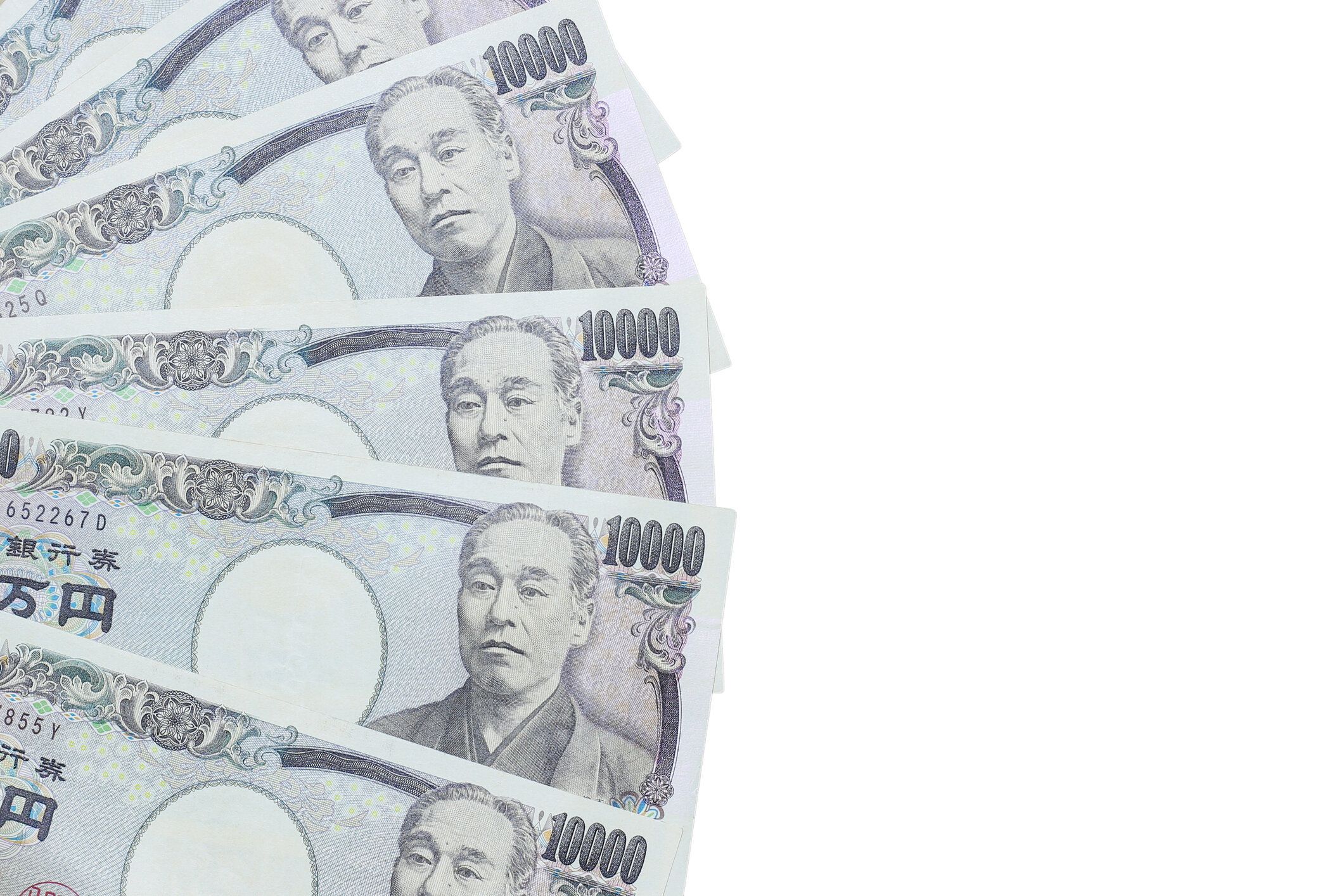 茶色の紙の背景に日本円