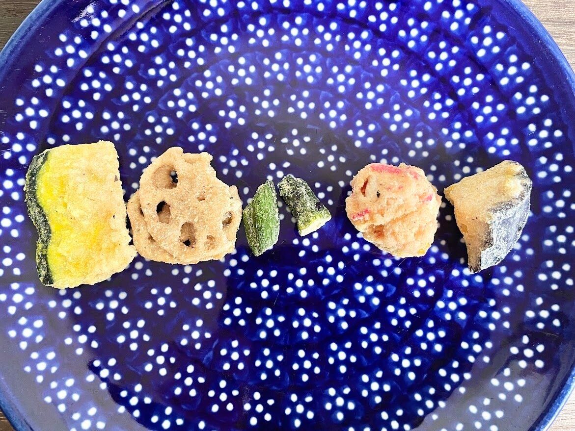 天ぷらスナックに入っている5種の野菜