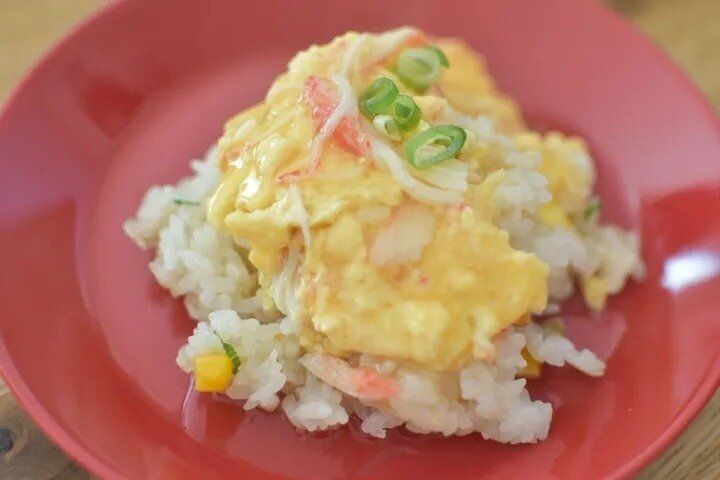 ホットプレートで作るかに玉&チャーハン