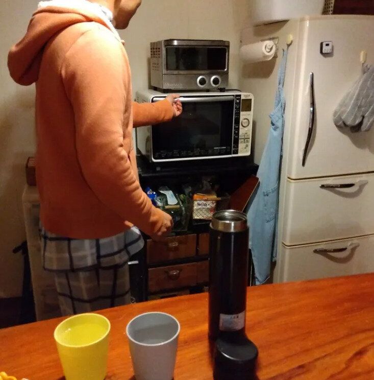 水筒の用意は夫が