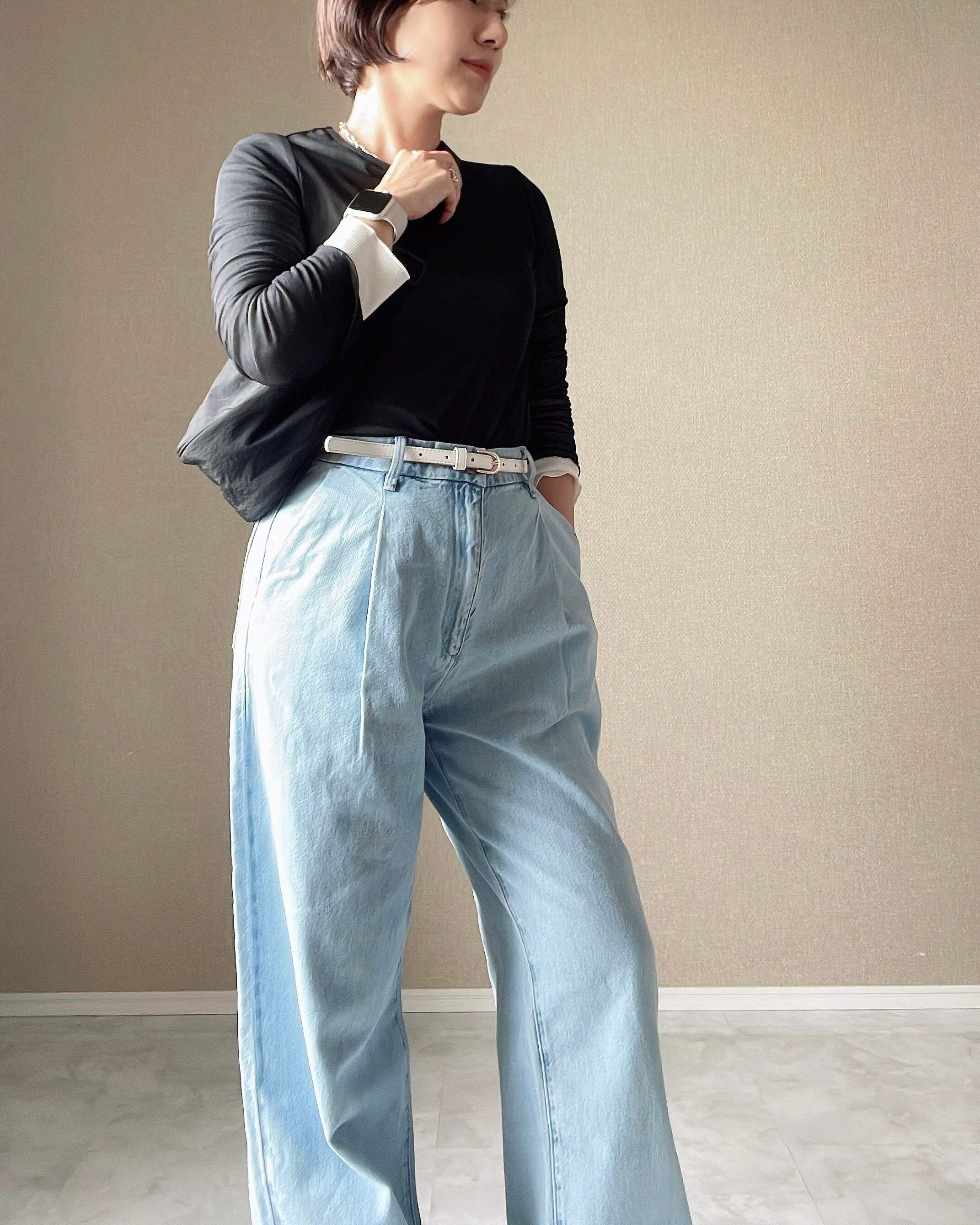 ドレープデニムタックパンツ
