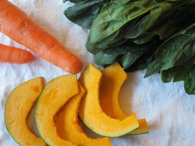 ニンジン、ほうれん草、カボチャ