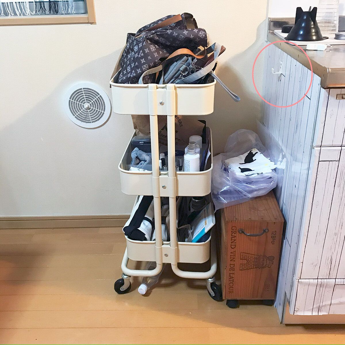 フックを取りつけてみたものの失敗