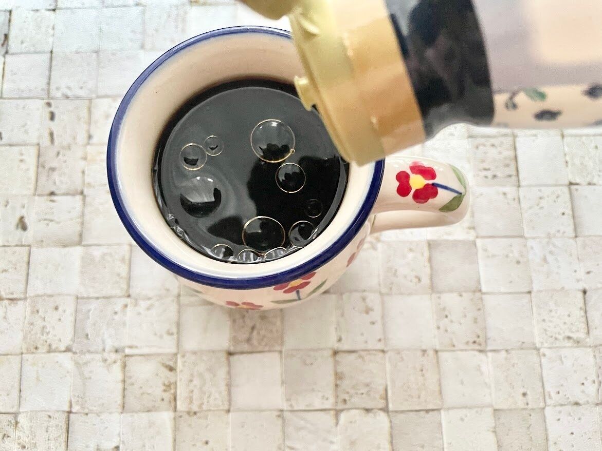 コーヒーにアマニオイルをたらす