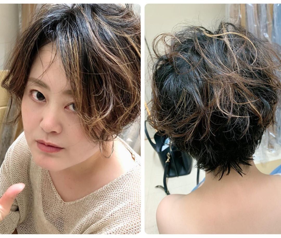40代女性に似合うふんわりショートヘアスタイル！ハイライトは気になる白髪のぼかし効果に！