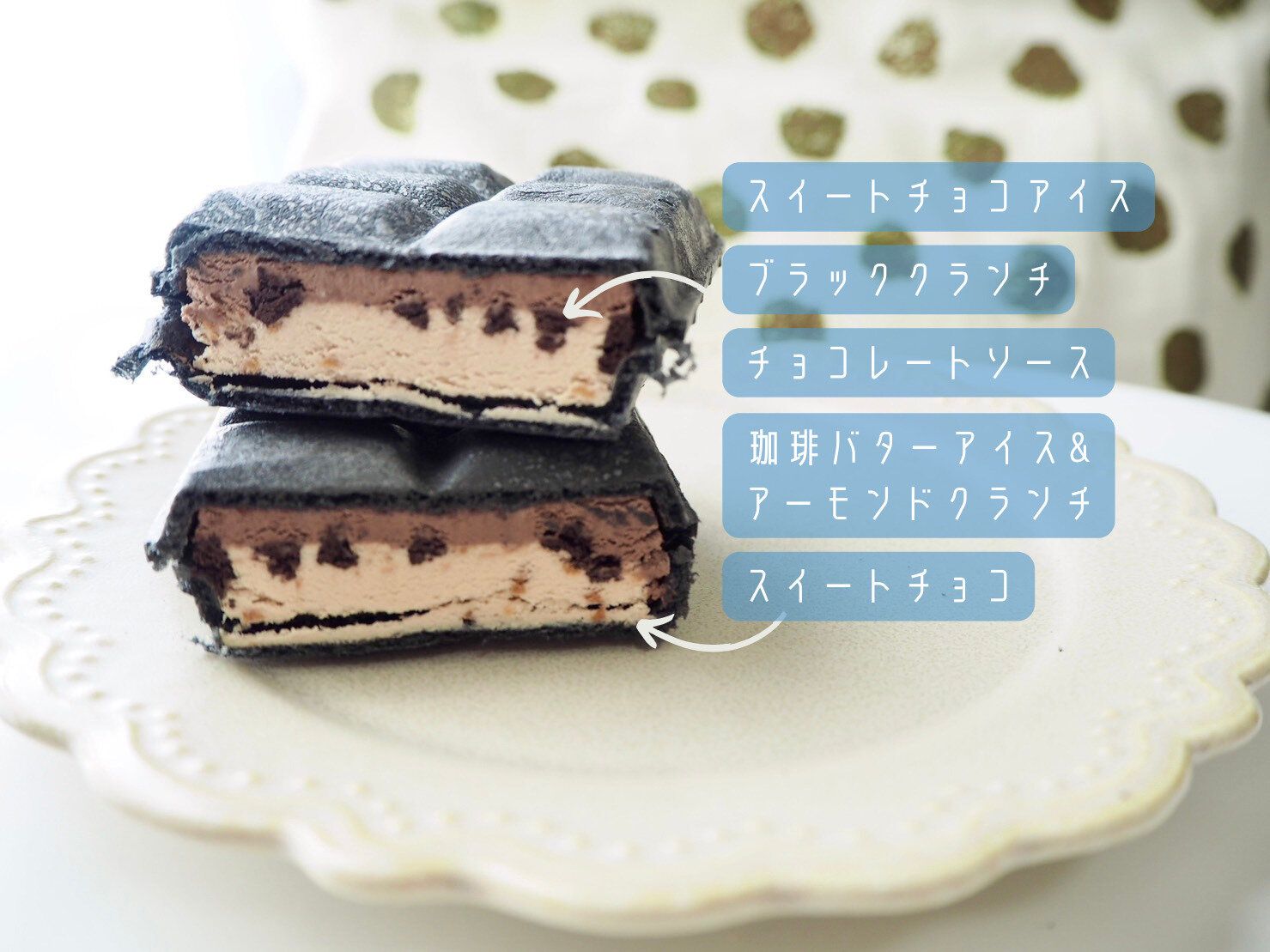 シャトレーゼ「DESSERTモナカ ガトーオペラ」断面写真