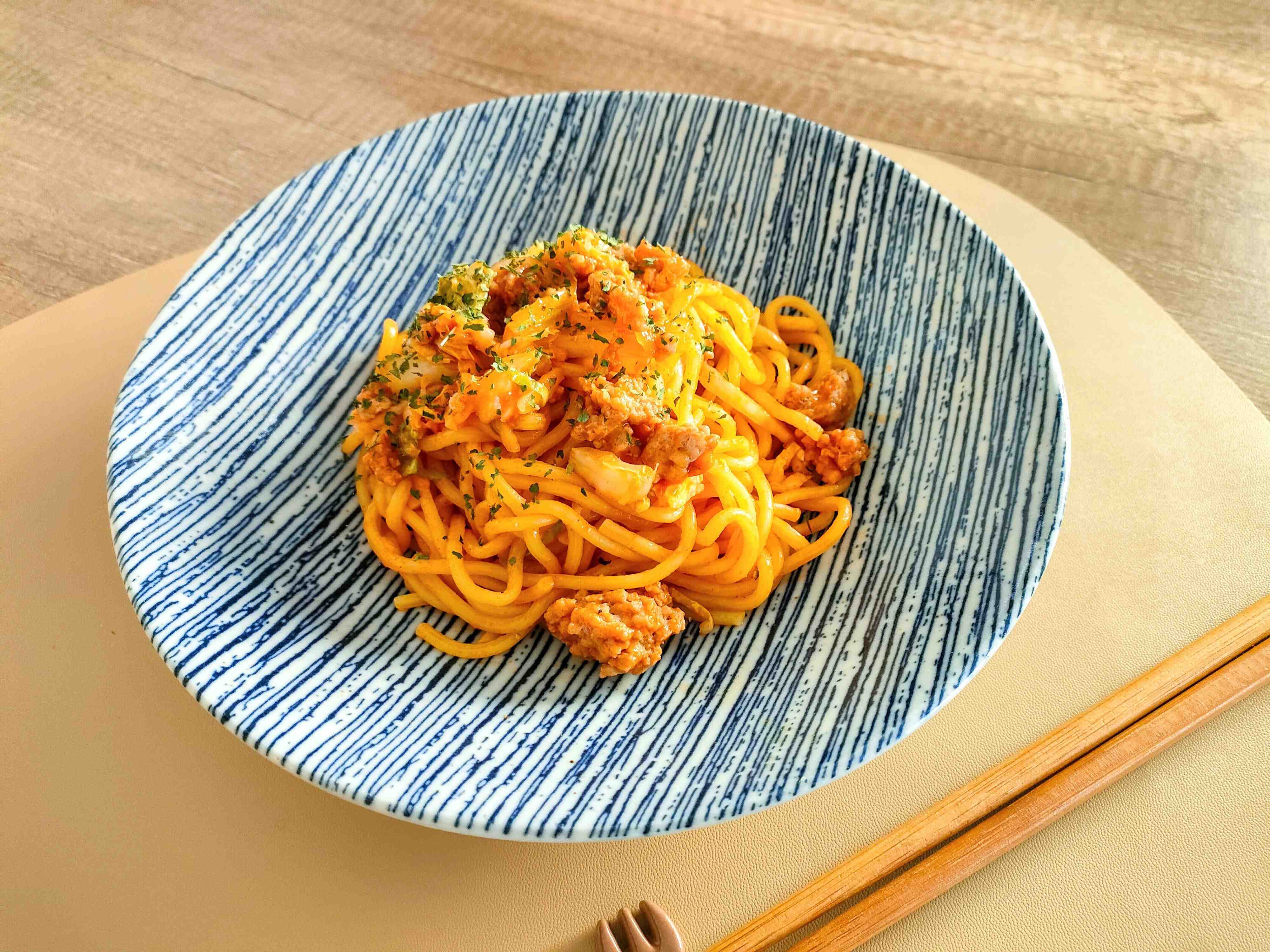 辛味がぴりっとキムチナポリタン