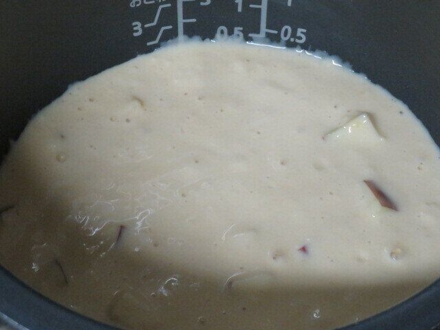 炊飯器に材料を入れた様子