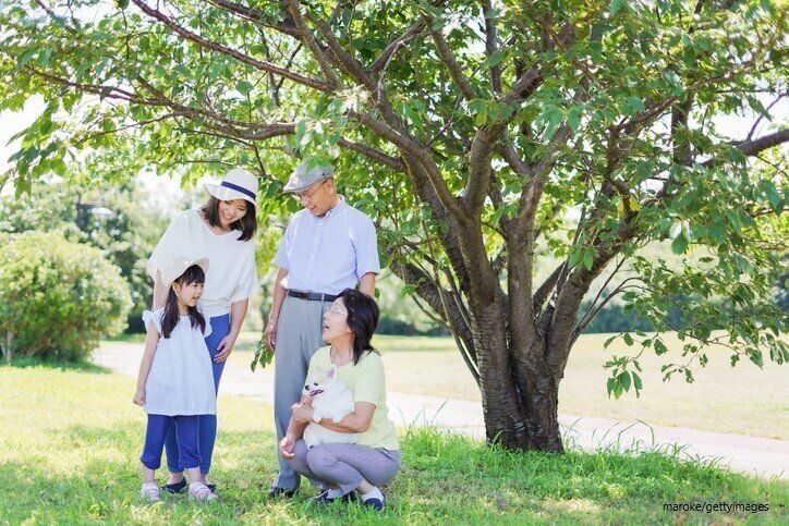 森林公園と家族