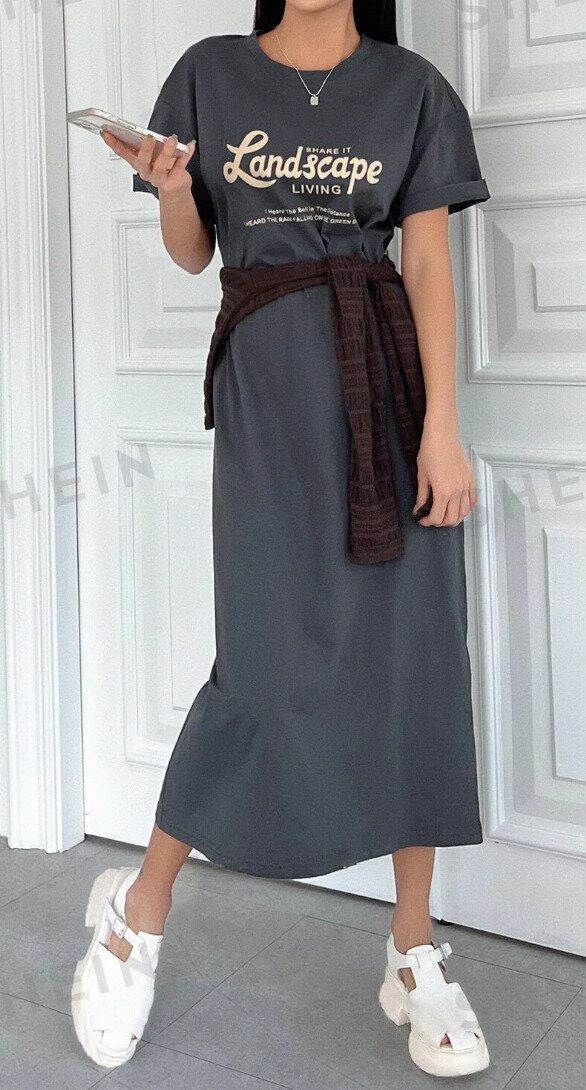 DAZY レターグラフィック ロングtシャツワンピース 1枚