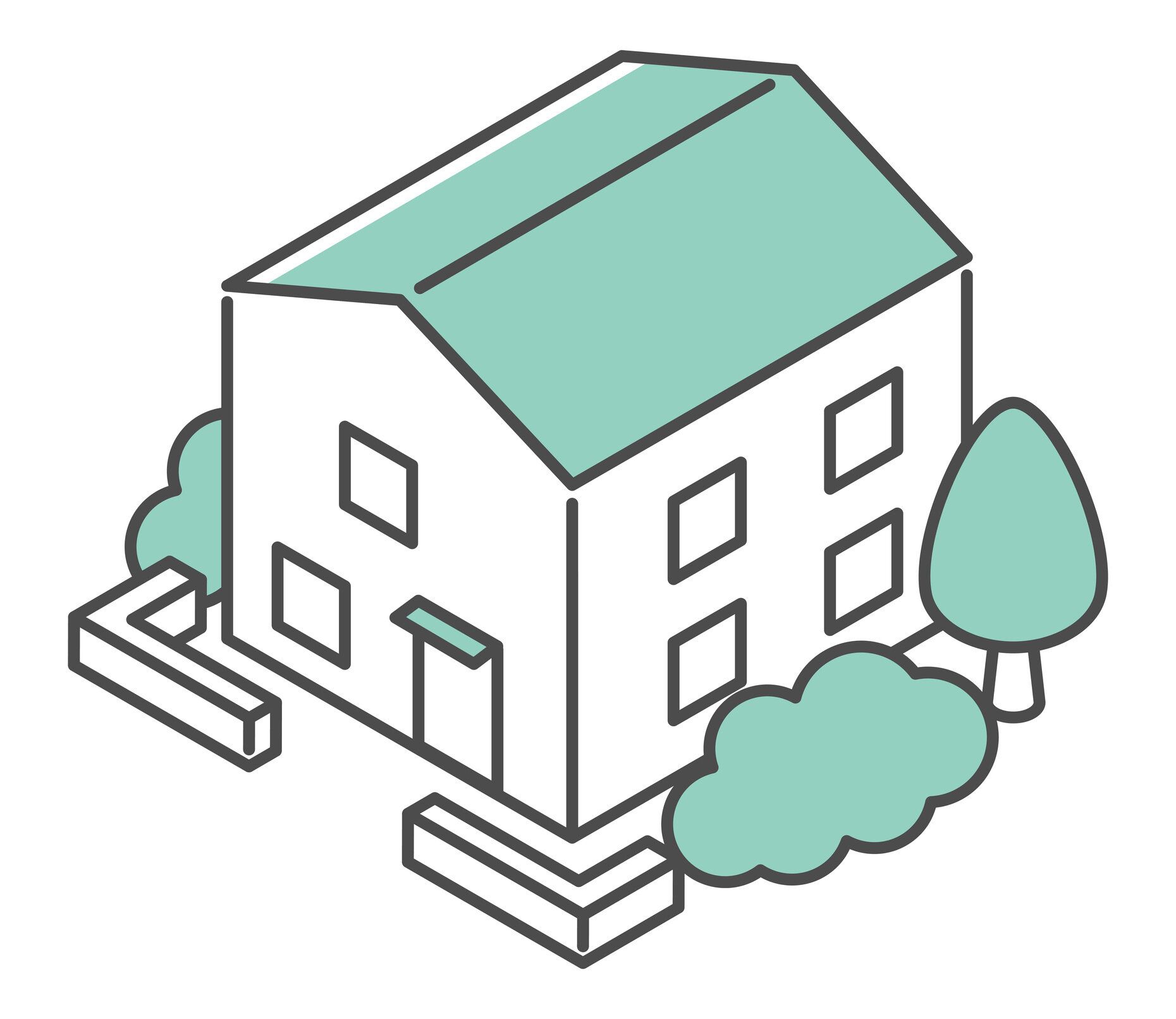 建物のシンプルな見落としイラスト