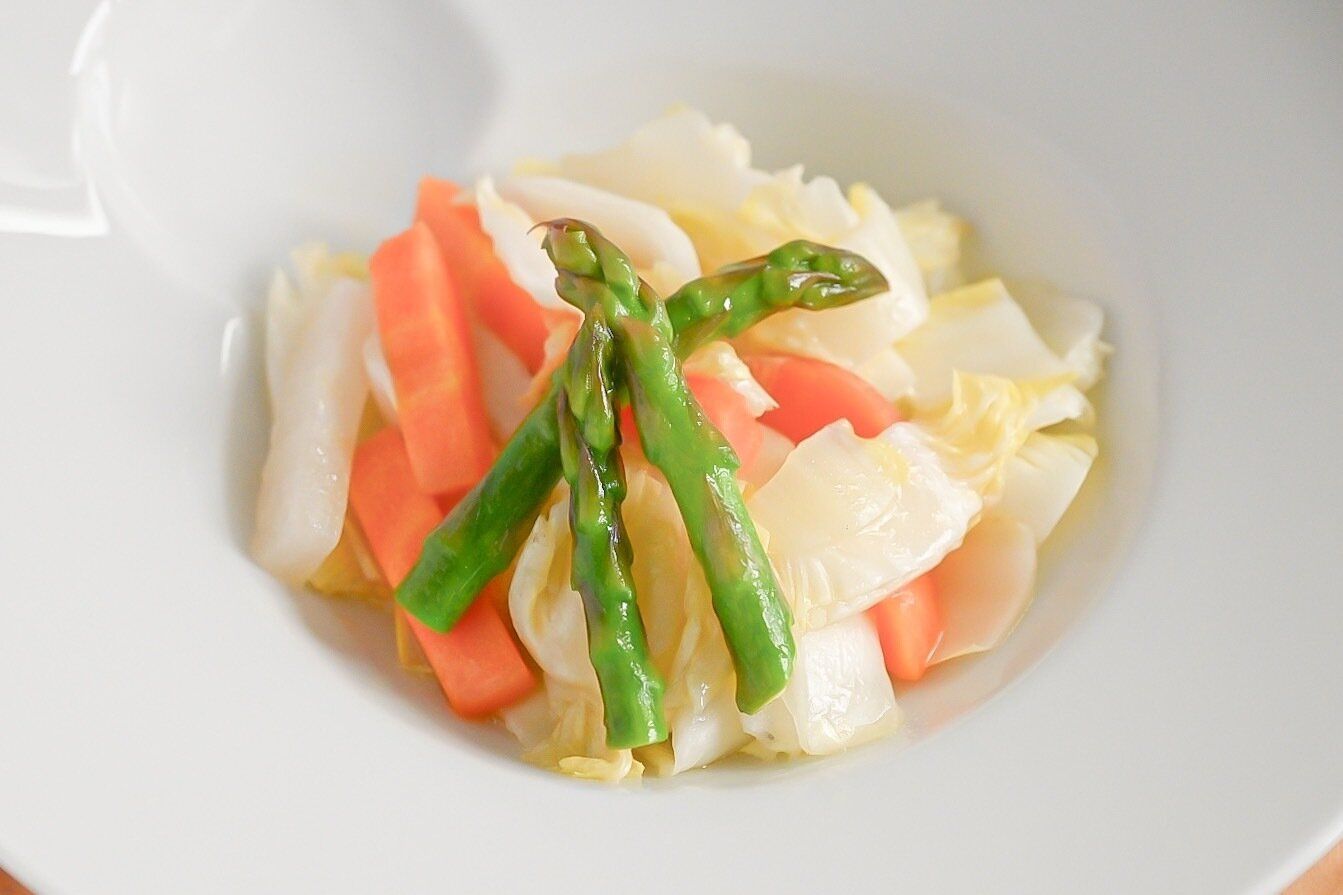 完成したスチームベジのひと皿