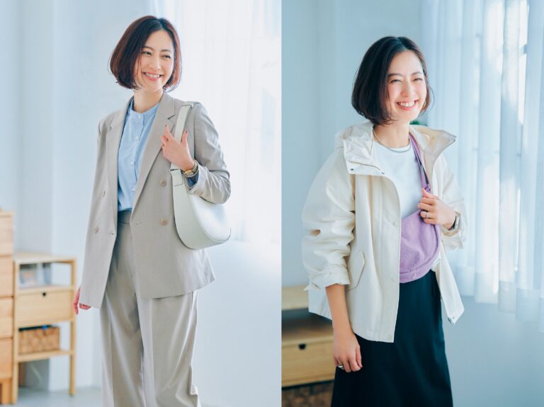 【40代におすすめユニクロ】ベージュのダブルジャケット＆オフホワイトのブルゾンは春に活躍間違いなし！