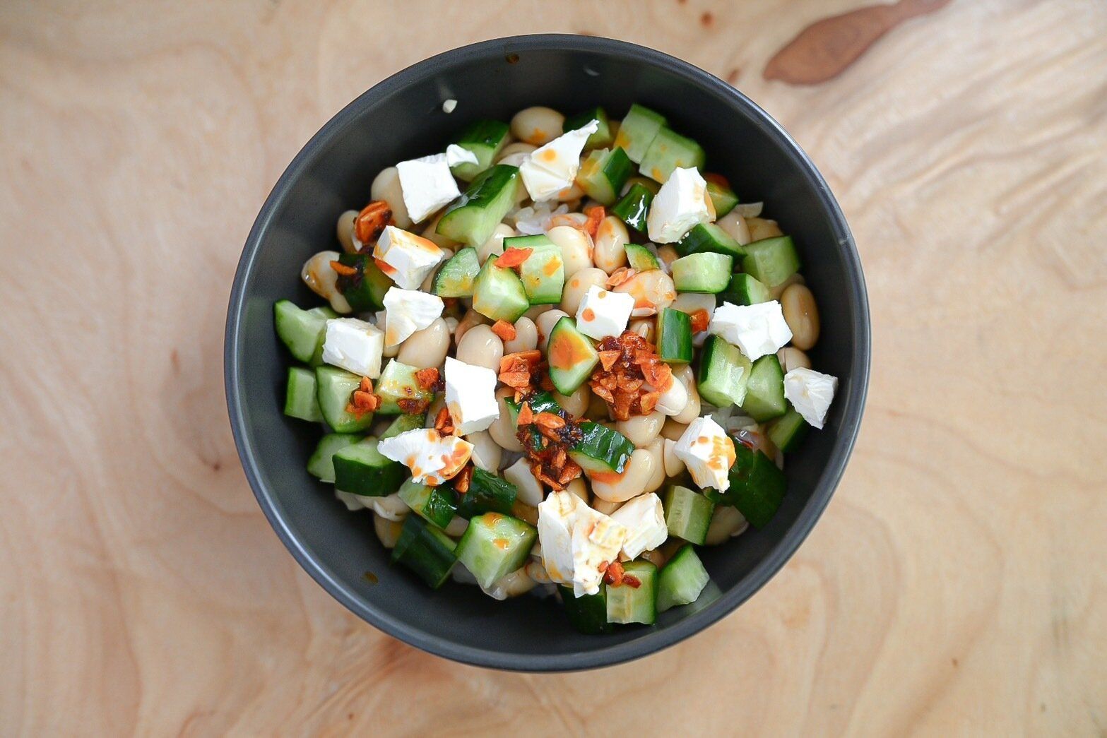 クリームチーズきゅうり納豆ごはん