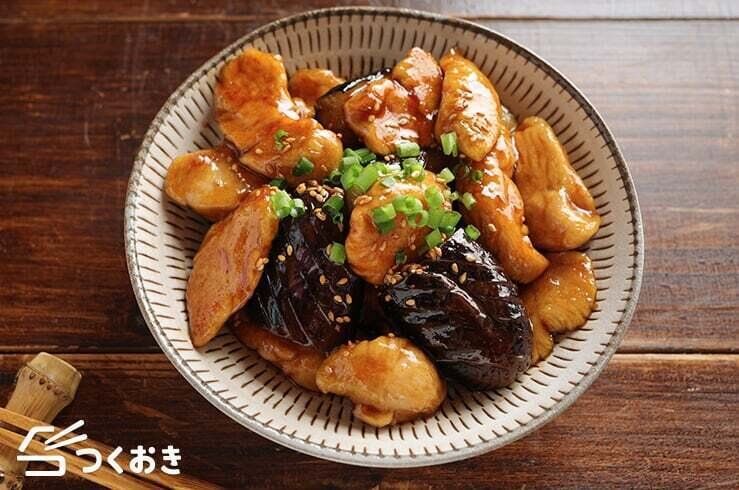 なすとささみの黒酢炒め