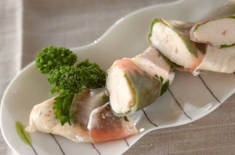 ささ身の生ハム巻き