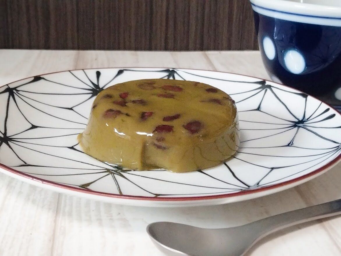 抹茶と小豆のプリン