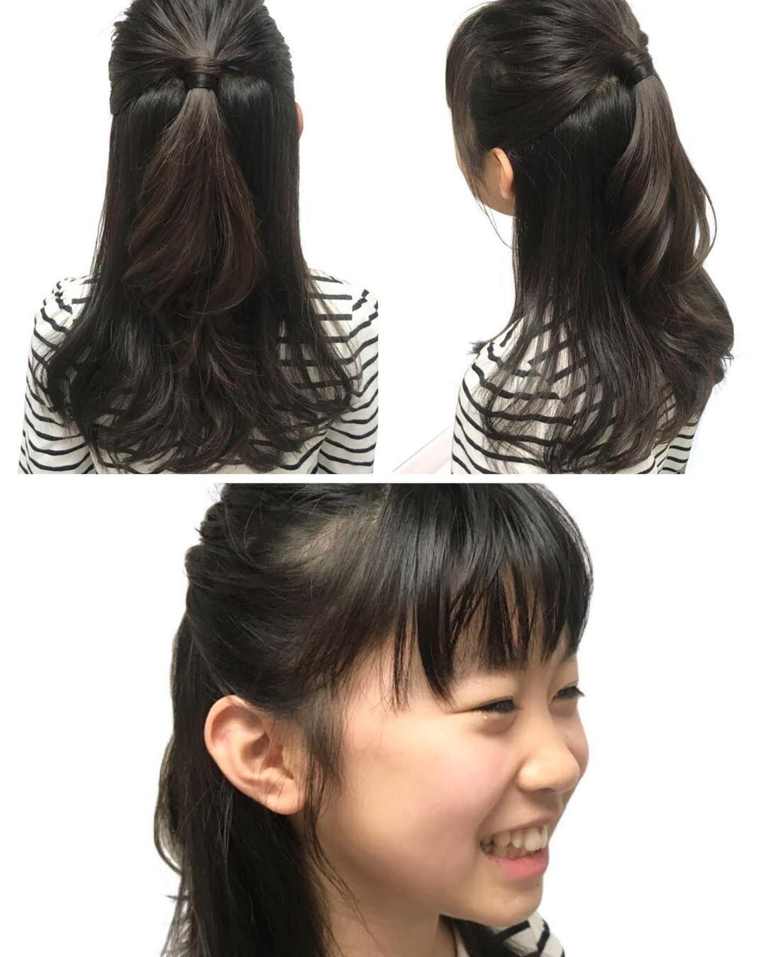 小学生女子も納得のキュートなヘアスタイル。ロングヘアのヘアアレンジ！毛先をゆるく巻いて大人っぽく