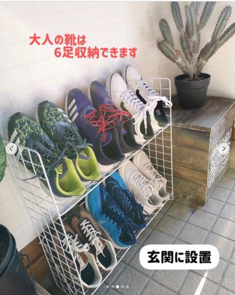 100均ワイヤーネットをつかった靴収納棚が便利