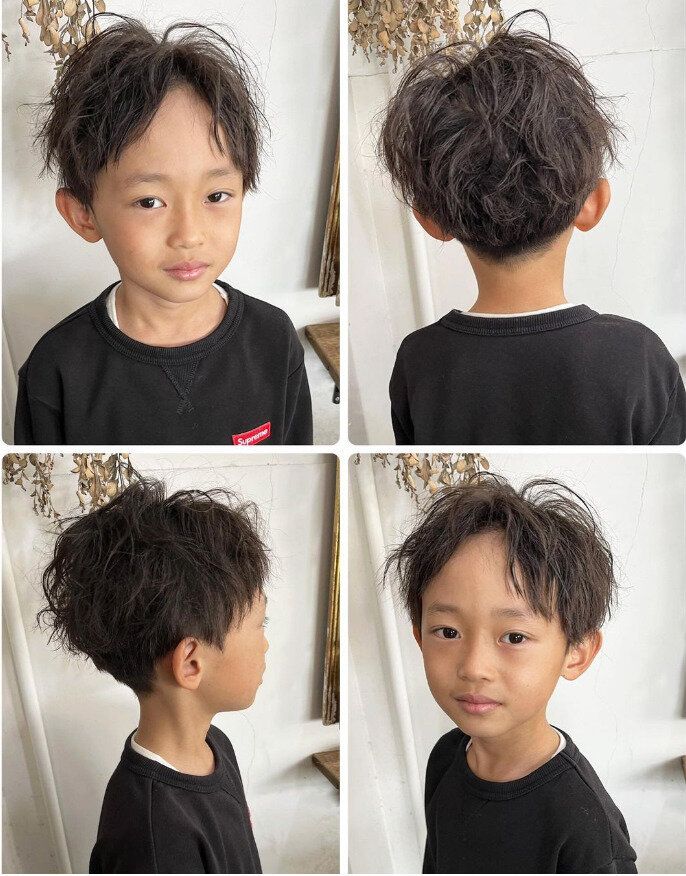 センターパートでハンサムに!キッズパーマヘア