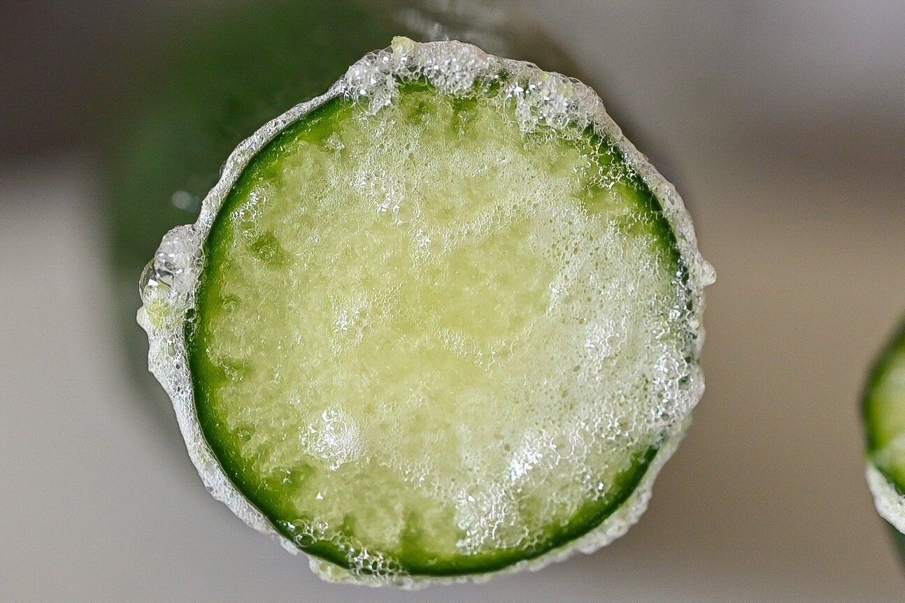 アクがついたきゅうりの断面