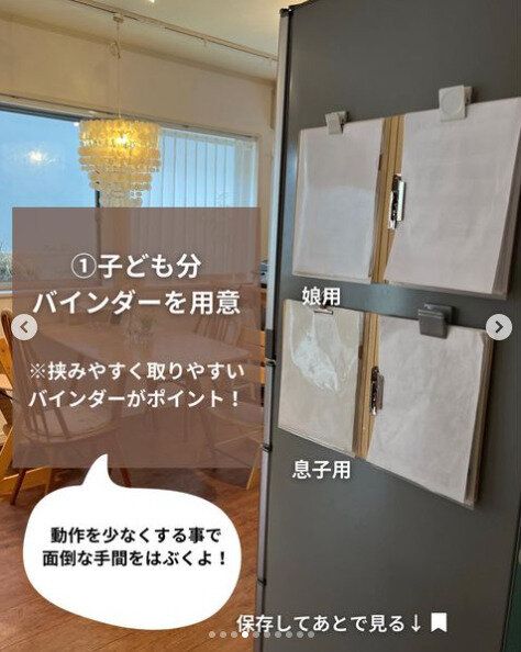 子どもの人数分バインダーを用意してプリント問題を解決