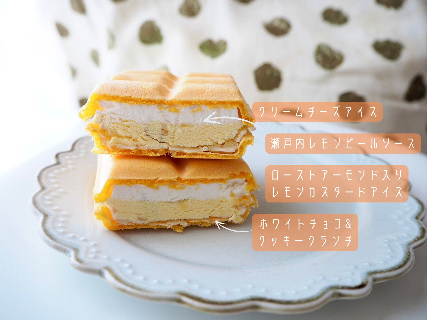 シャトレーゼ「DESSERTモナカ 瀬戸内レモンタルト」断面写真