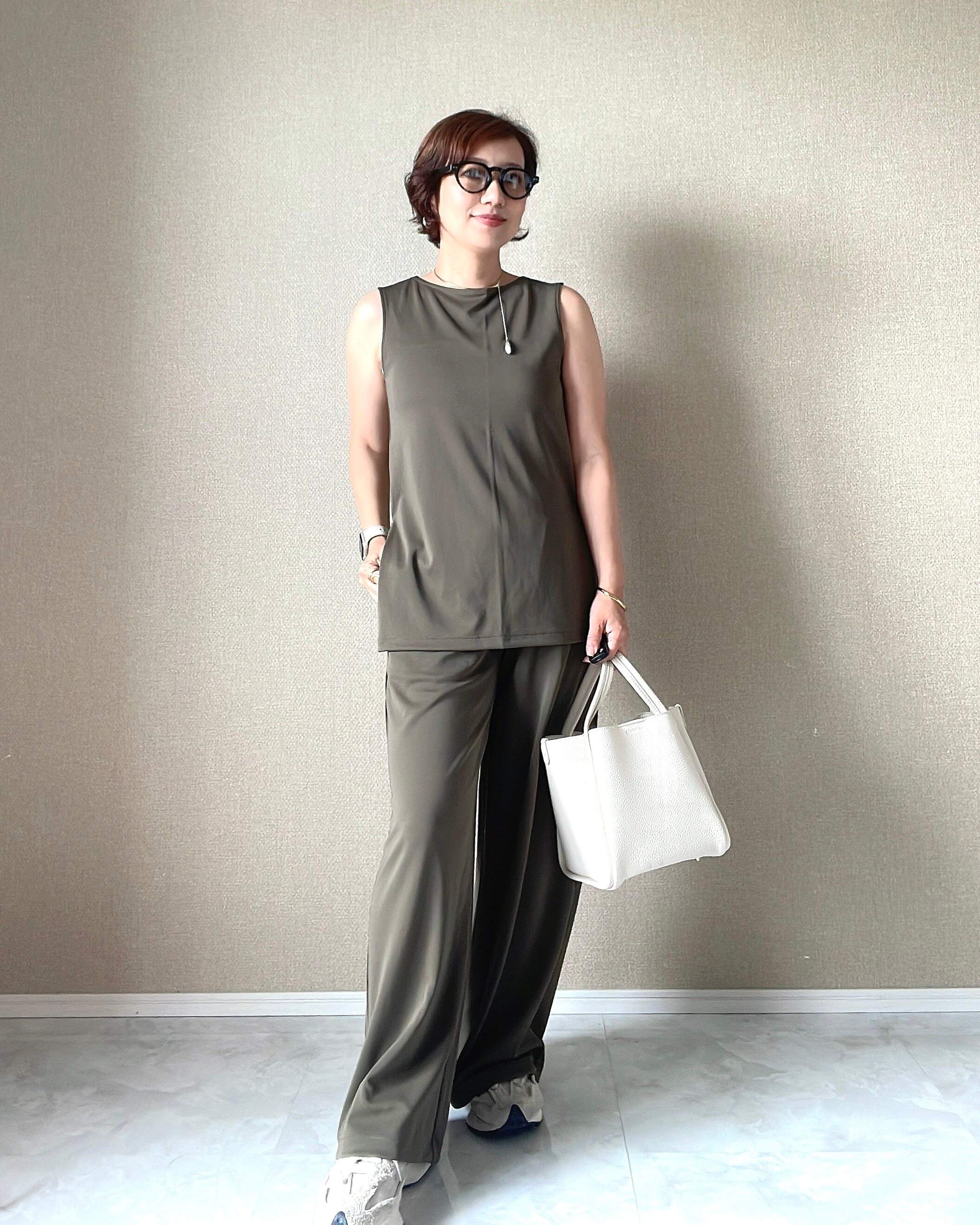 クレープジャージーノースリーブT