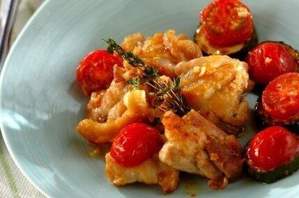 鶏とズッキーニのガーリックソテー