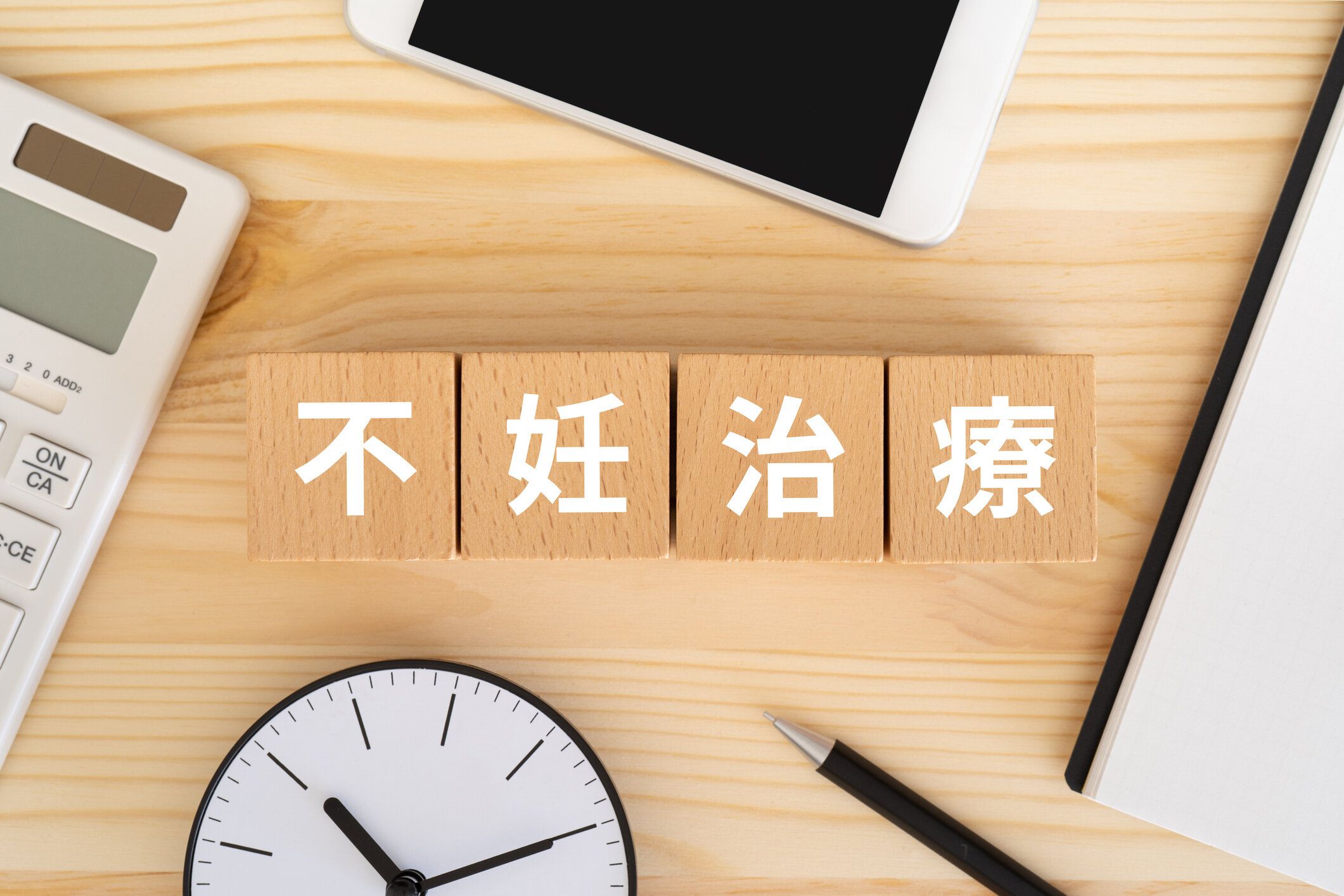 テーブルの上に「ふんちりょう」というコンセプトのテキストが付いた木製のブロック。