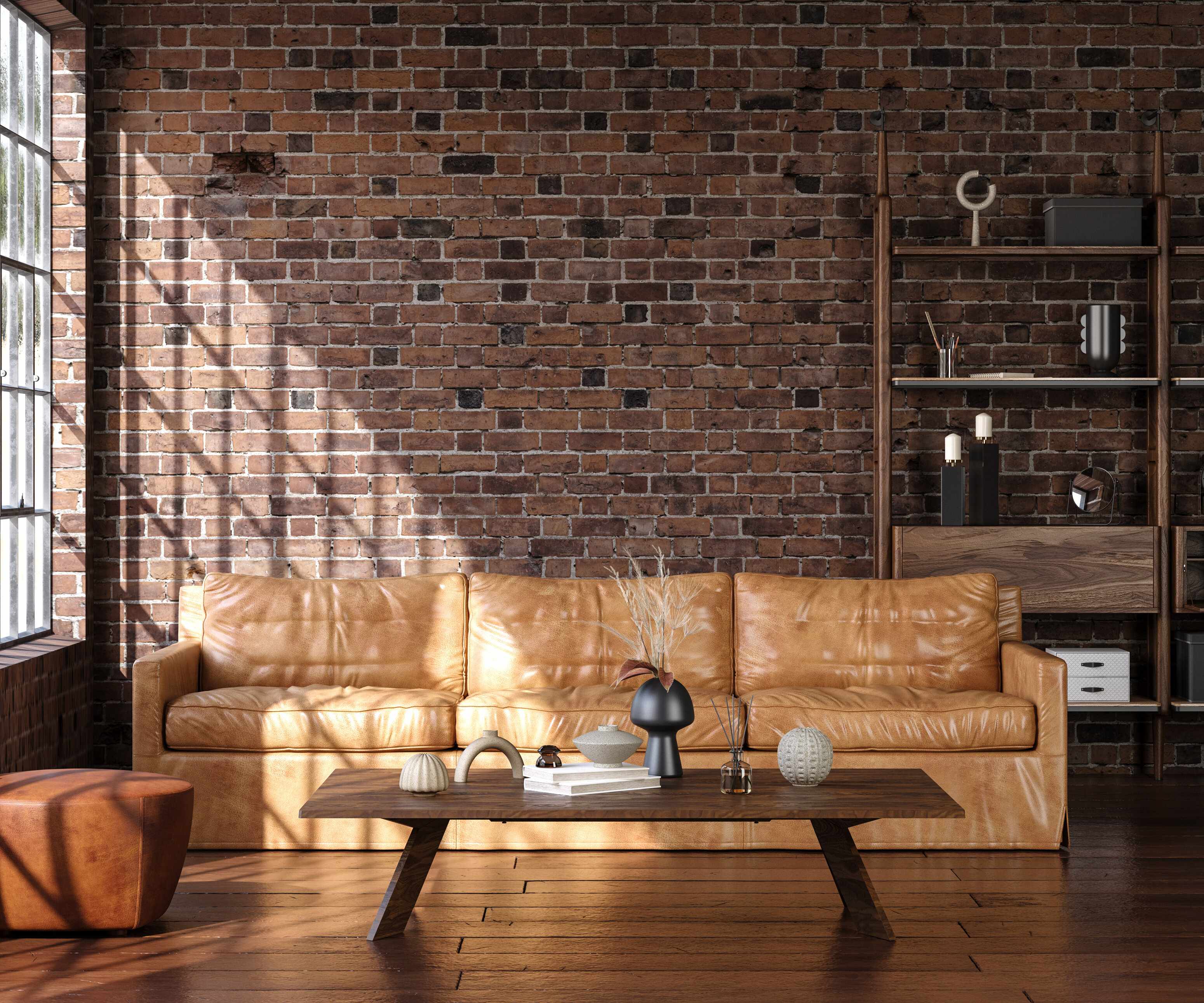 インダストリアルスタイルのリビングルームロフト