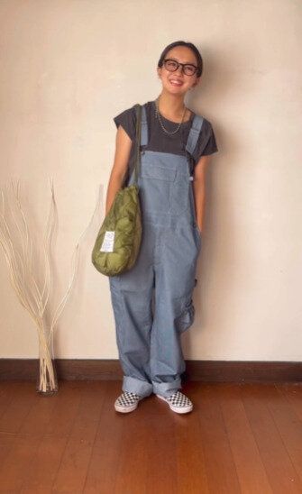 軽くてサラッとした生地のオーバーオール!「デザインサロペット」