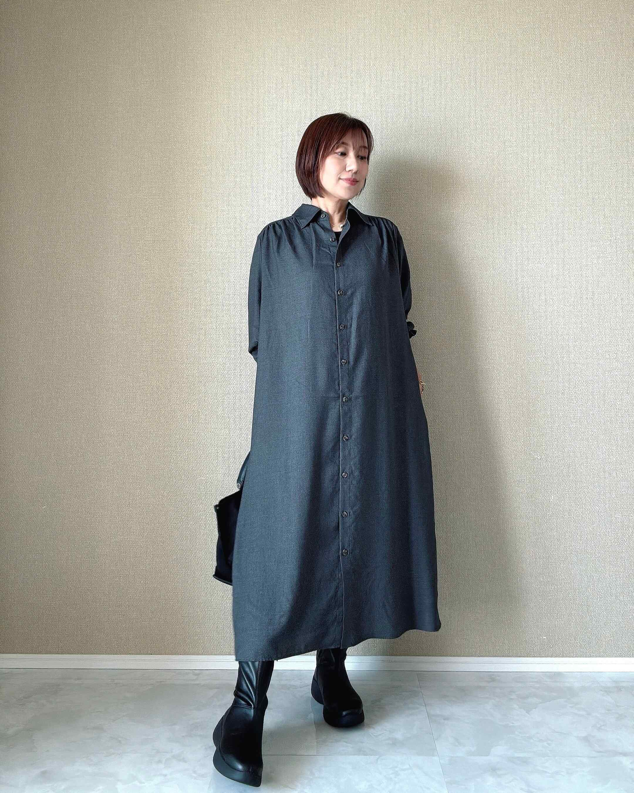 ユニクロシー　ベルテッドシャツワンピース