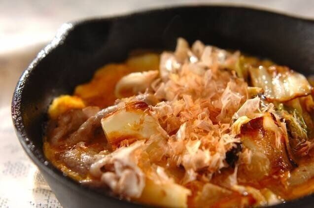 かつお節入り白菜漬けと豚肉の炒めもの