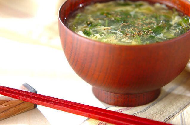 豆苗のかきたま汁