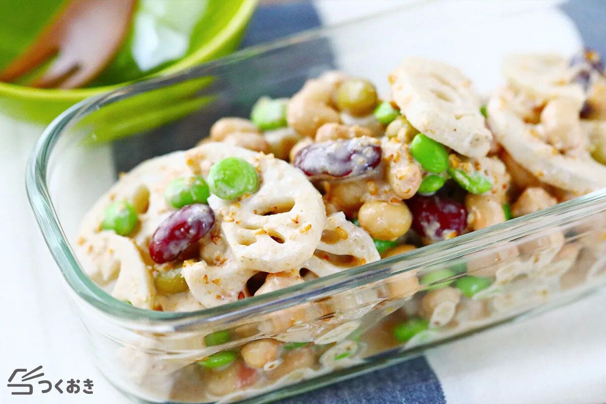 れんこんとお豆のごまマヨサラダ