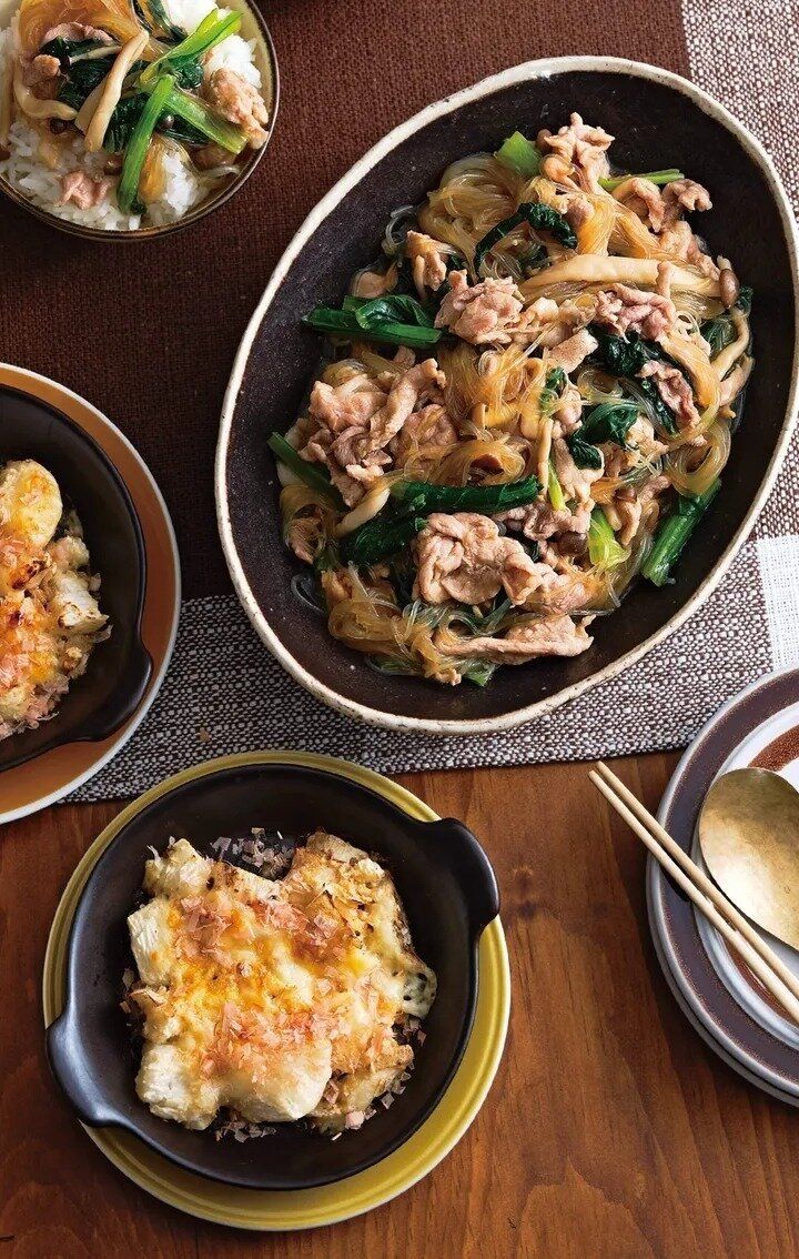 豚肉と小松菜の春雨とろみ煮