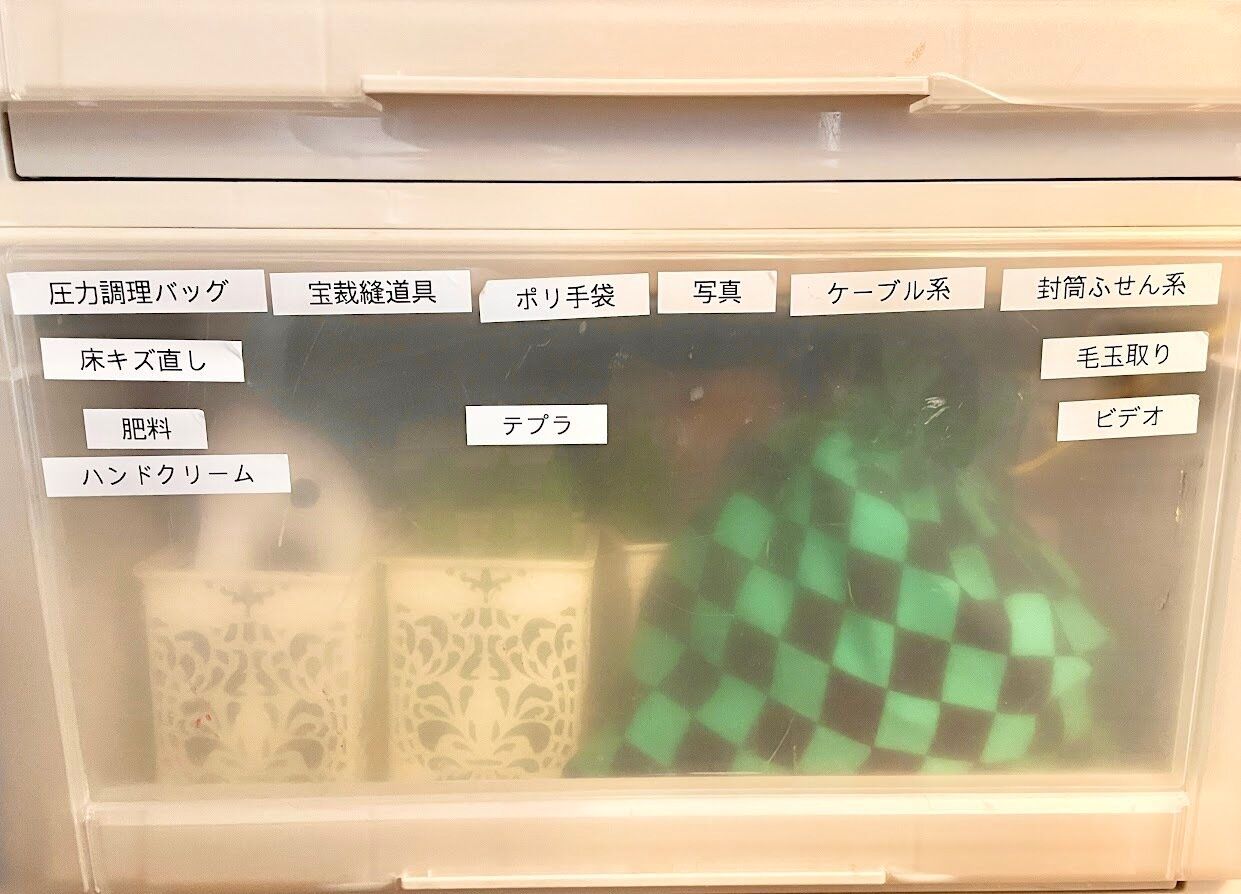 ラベルを貼った引き出し