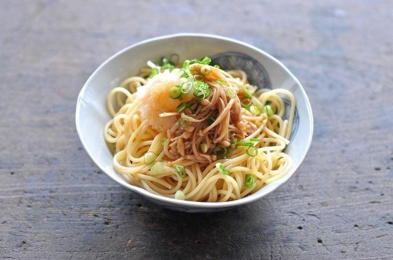なめたけと大根おろしのさっぱりパスタ