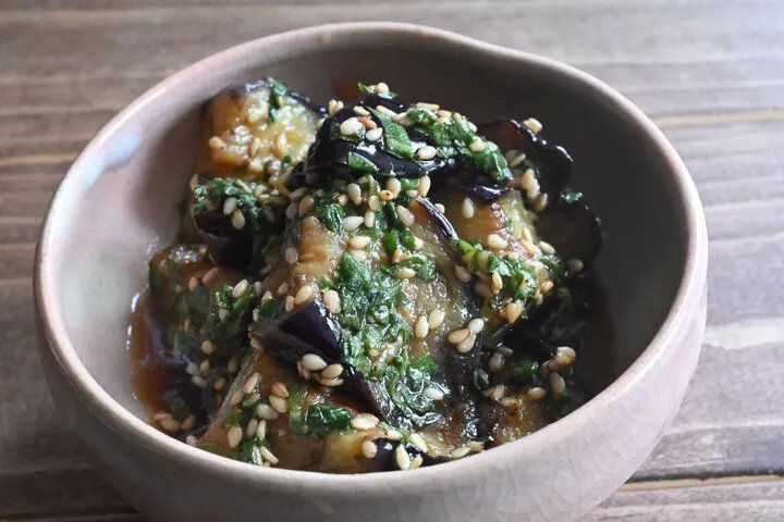 無限レシピ！トロトロなすの大葉ポン酢和え