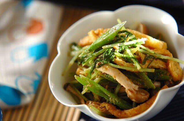 水菜とインゲンのゴマ和え