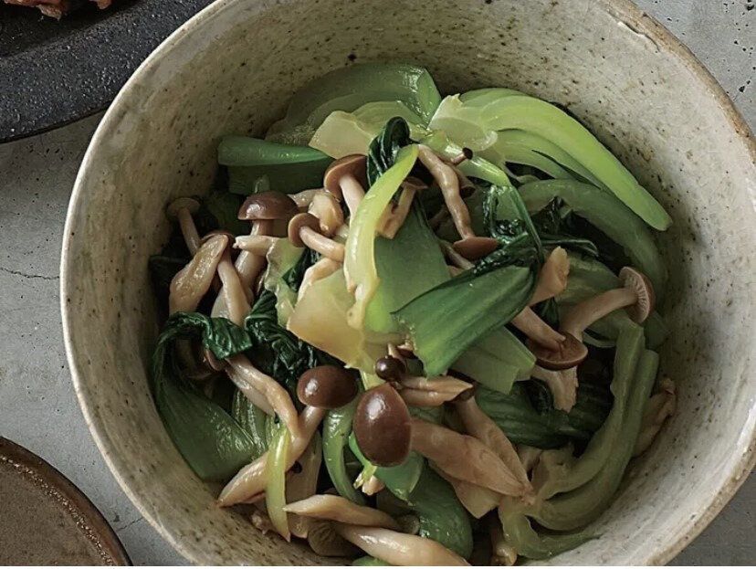 ゆで青梗菜ときのこのポン酢がけ