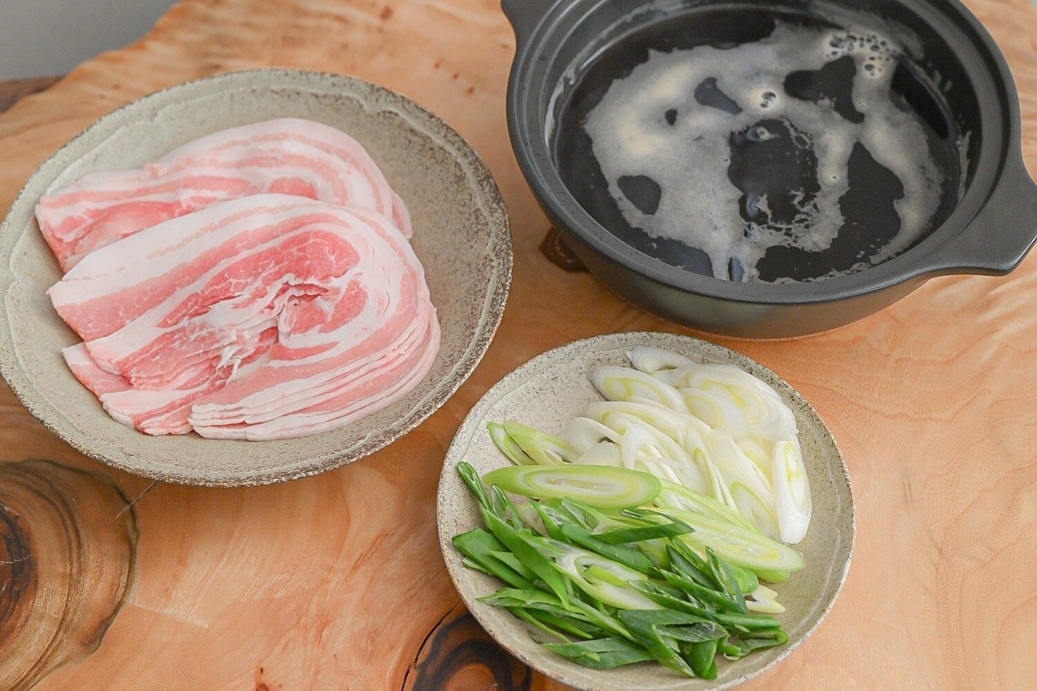 長ねぎと豚肉のしゃぶしゃぶ